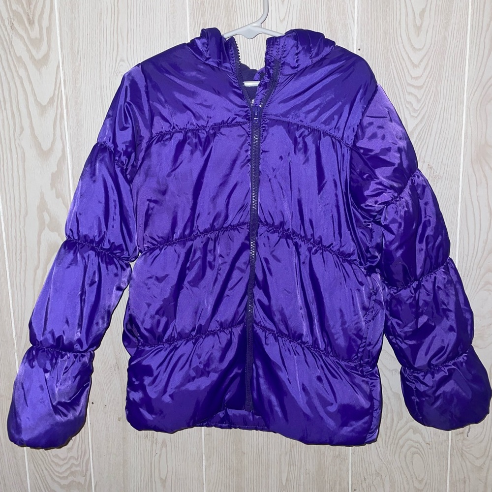 NWOT Girls winter coat size 5/6 purple puffer with hood